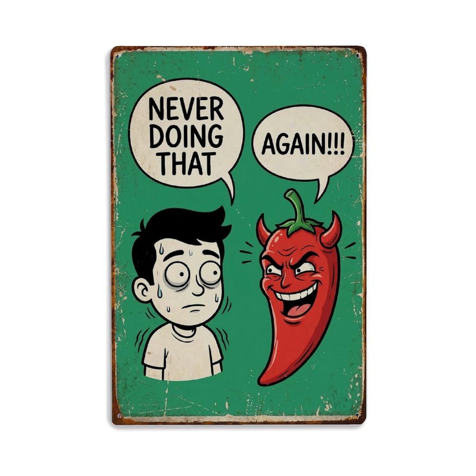 Never Doing That Again Funny Vintage Humorous Toilet Metal Tin Sign