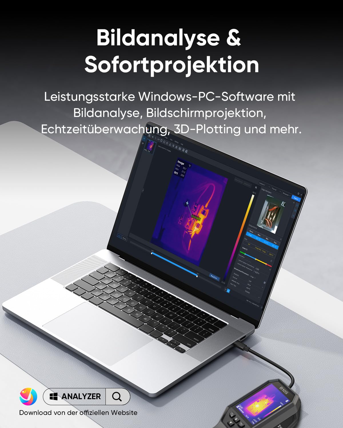 HIKMICRO B10S Wärmebildkamera IR Auflösung 256 x 192, eingebauten 2MP Kamera, Wärmebildkamera für Gebäudeinspektion, 25 Hz Bildwiederholfrequenz, 640 × 480 Auflösung LCD Bildschirm, IP54, -20°C~550°C