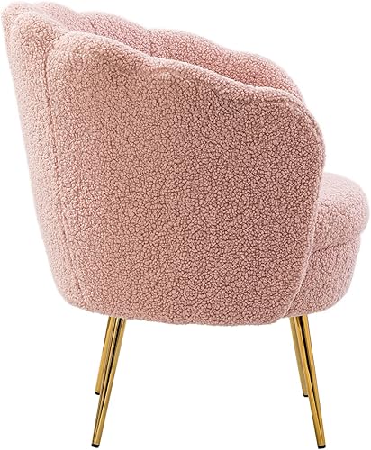 Miniatura 4 de Silla tapizada de terciopelo de vellón para sala de estar bonita silla de tocador con brazo trasero de concha marina cómoda silla tapizada