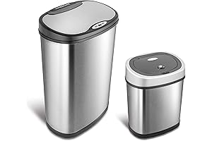 NINESTARS Touchless Kitchen Garbage Cans with Dual Compartments