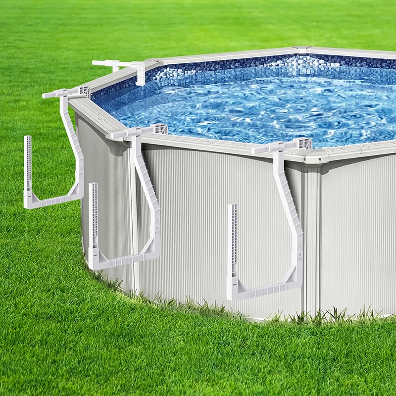 Solar Pool Cover Holder Adjustable Solar Cover Hooks Keep Solar Cover Off The Ground No Drill No Rust 4 Pack Plastic Pool Cover Holder Fits Above Ground Pools with 1.27.3 Top Rail White
