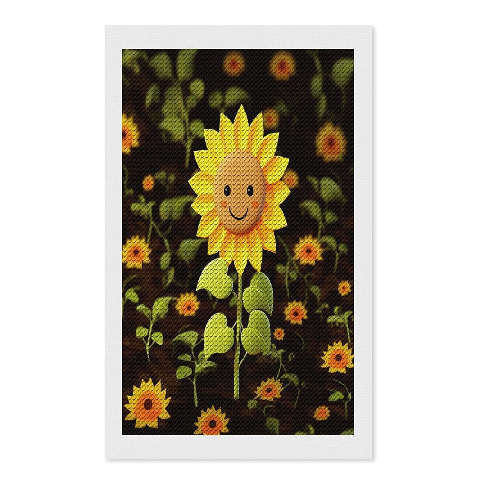 Cute Sunflower Diamond Art Kits for Adult Round Full Drill Diamond Dots Paintings for Beginner Picture Art DIY Diamond Painting Kits 5D Diamond Art Painting for Home Wall Decor 12"x20"