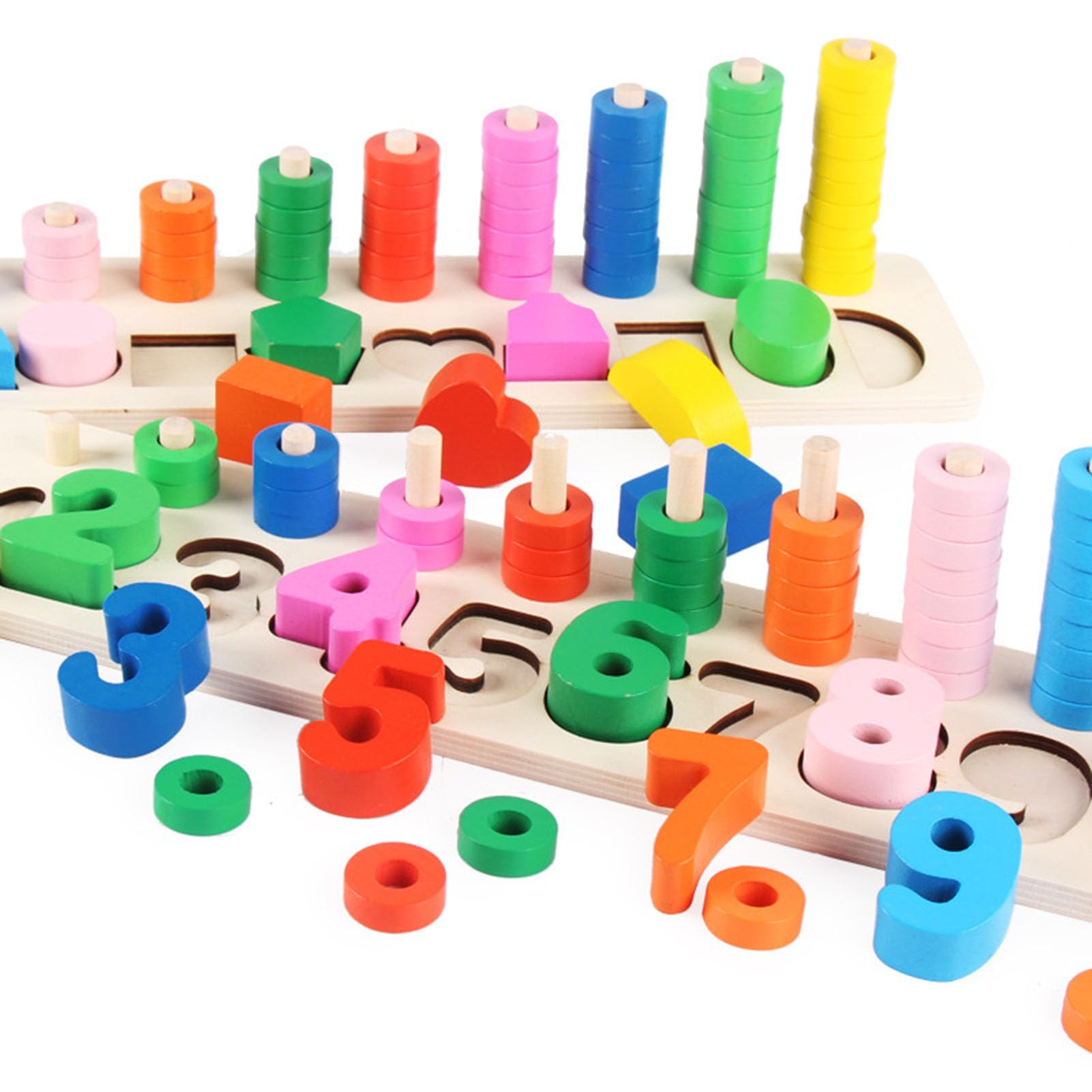 Montessori Form- & Zahlen-Zählbrettspielzeug, Holzpuzzle zur Bildung für Kleinkinder,Sets