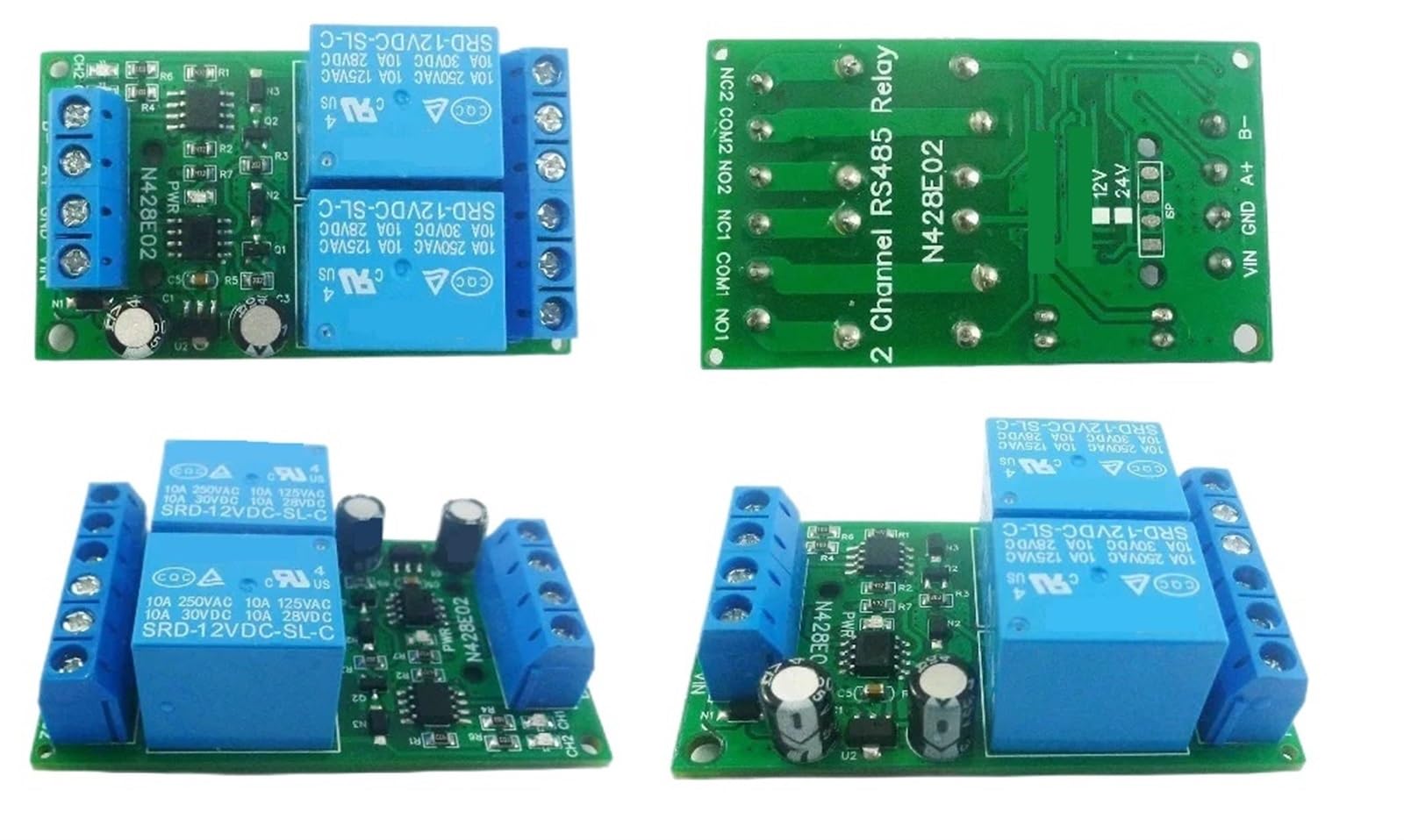 Module de relais Modbus RTU 12V 2 canaux RS485 et carte d'extension UART pour moteur