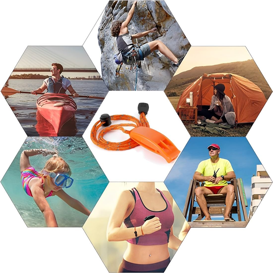 EIHI 4 Silbatos de Emergencia,Silbato Supervivencia,Silbato Socorrista,con Cordón Reflectante Ajustable para Kayak, Navegación, Natación, Supervivencia en el Agua, Senderismo