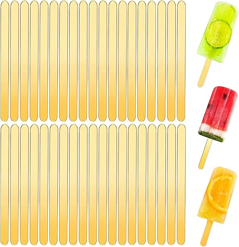 50 palitos acrílicos para tartas de tarta, palitos de plástico dorado para tartas o tartas reutilizables, palitos de helado reutilizables de 4.5