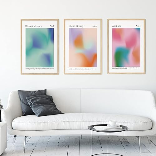 FEOFTIE Póster de número de ángel, póster de Aura, cuerpo y alma, arte de pared de ley de atracción, pósteres espirituales, pósteres de Aura, póster