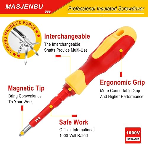 Miniatura 3 de Juego de destornilladores eléctricos aislados de 1000 V, juego de destornilladores de 29 piezas, juego de herramientas de destornillador magnético