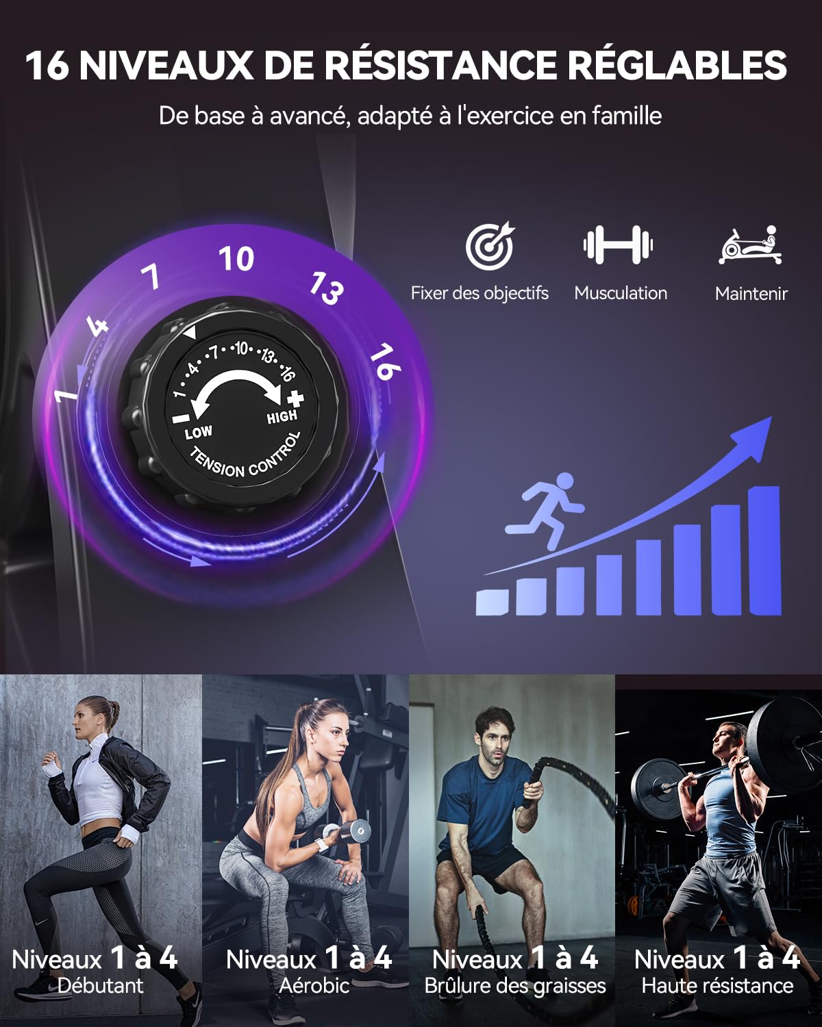 Rameur, DMASUN Rameur Magnétique D'appartement, Rowing Machine Connecter APP avec Écran LCD, 16 Niveaux de Résistance, Mise à Niveau vers Deux Rails, Silencieux, Capacité Maximale 160KG