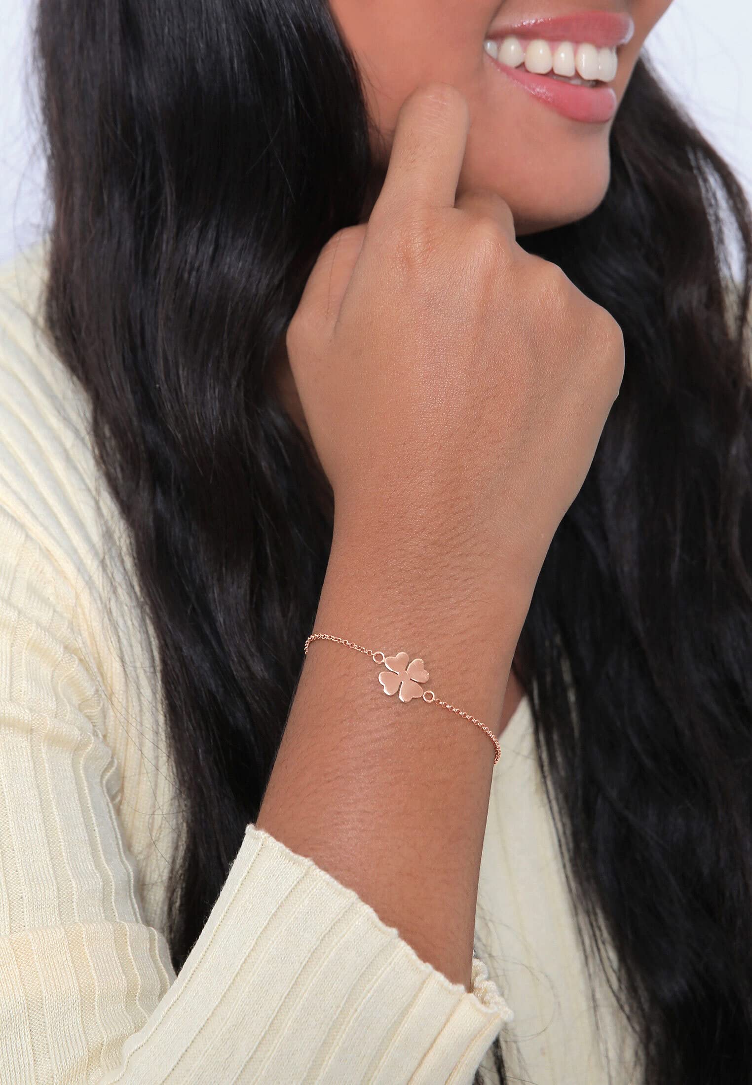 Elli Pulsera Mujer Símbolo la Hoja del Trébol en Plata Esterlina 925