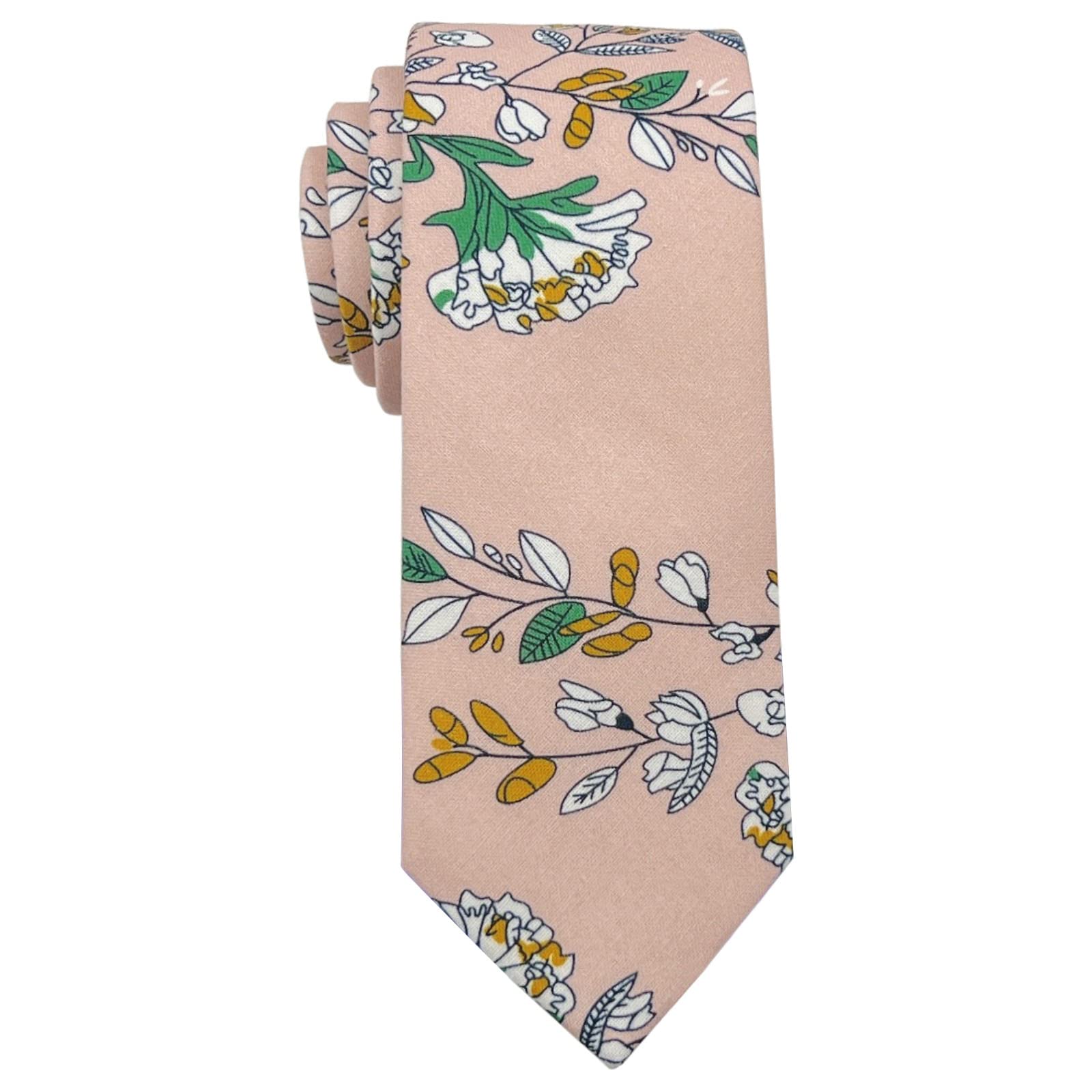 Mantieqingway Men's Cotton Floral Neck Tie 2.56'' Printed Skinny Tie