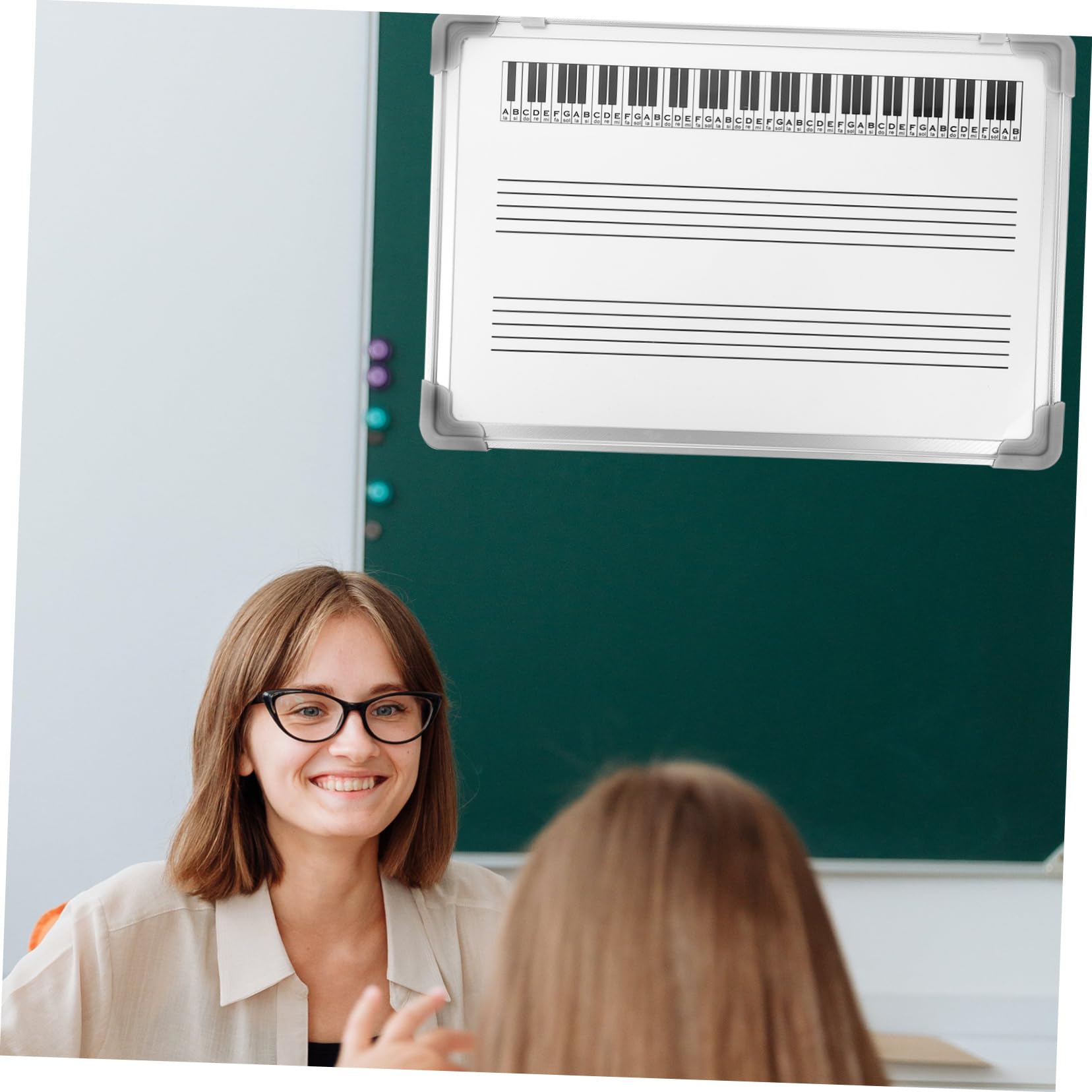 STOBOK Trocken Abwischbares Notenlinien Whiteboard für Musikunterricht Leichte Lerntafel aus Aluminiumlegierung Weiß für Schule und Zuhause