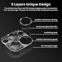 Vista 3 de Tensea Protector de lente de cámara para iPhone 14 ProiPhone 14 Pro Max, cubierta de vidrio templado de aleación de aluminio, accesorios protectores