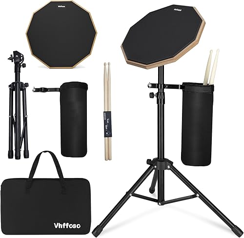 Miniatura 23 de Almohadilla y palos de práctica de 12 pulgadas, almohadilla de tambor para principiantes con baquetas (2 pares) y bolsa de transporte, almohadilla