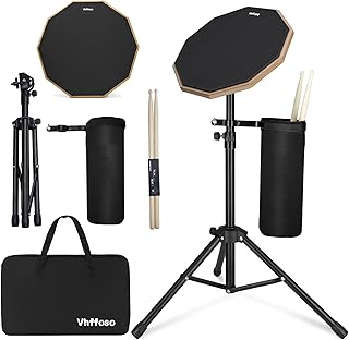 12 Inch Practice Drum Pad with Stand and Sticks, Beginner Snare Drum Pad with