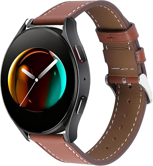 Italy Genuine Leather Watch Bands Men Women Compatible with Samsung Galaxy Watch Band, 20mm 22mm Lugs Watch Straps, Quick Release Wear-resistant Sweat-Resistant Smartwatch Replacement Strap