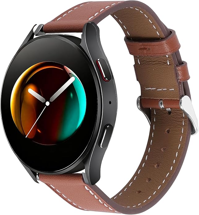 Italy Genuine Leather Watch Bands Men Women Compatible with Samsung Galaxy Watch Band, 20mm 22mm Lugs Watch Straps, Quick Release Wear-resistant Sweat-Resistant Smartwatch Replacement Strap