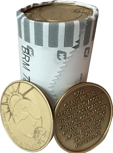 wendells Lote a granel de 25 Universo Sol Luna Tierra un día a la vez Medallones de bronce Serenidad Oración Chips, Bronce, No es una piedra preciosa