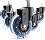 Office Chair Caster Wheels Replacement Rubber Chair Casters (Set of 5), 3 Inch Heavy-Duty Office Chair casters for Hardwood Floors Carpet and Tile Floors Universal fit