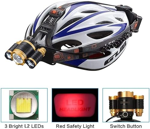 Miniatura 2 de COSOOS - Linterna LED para faros delanteros, recargable con luz de seguridad roja, 2500 lúmenes Xtreme brillante, con zoom de 4 modos para adultos,