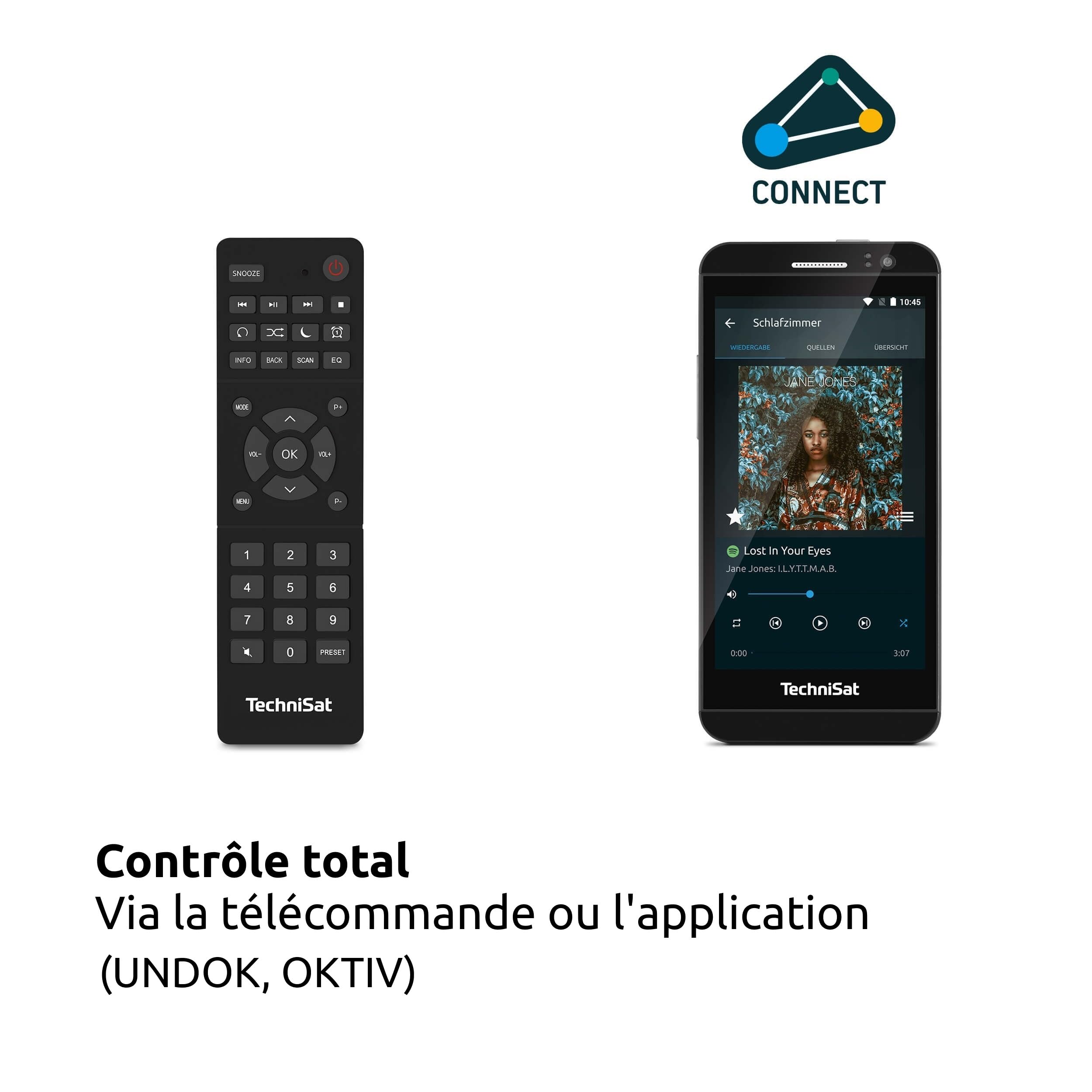 TechniSat DIGITRADIO 371 IR - Radio Internet avec charge sans fil (DAB+, FM, WLAN, réception Bluetooth, écran couleur, USB, AUXin, réveil, 10 W, commande par application/télécommande)
