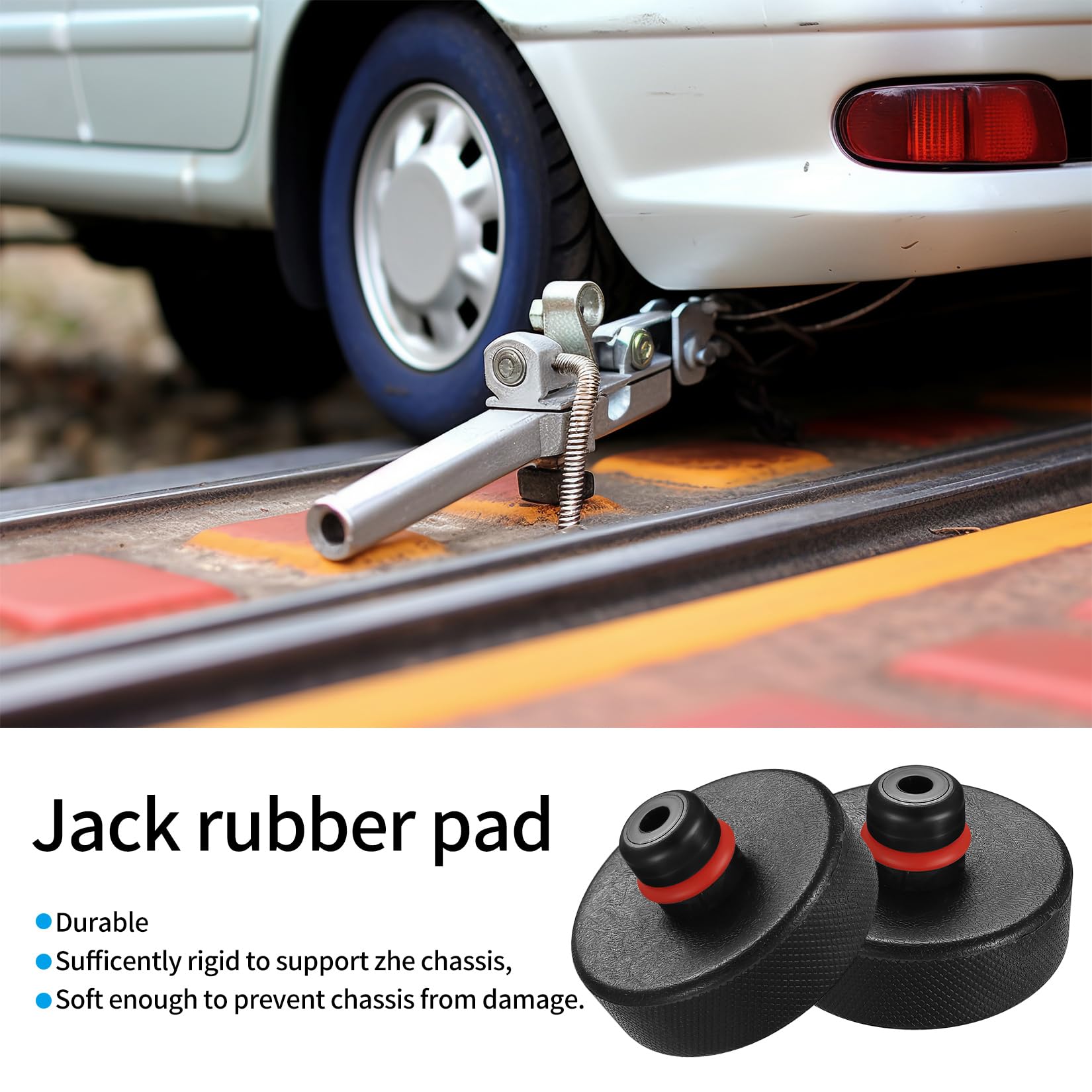 4 Piezas Gato Hidráulico Almohadilla de Goma Compatible Con Tesla Model 3/Y/S/X, Adaptador Jack Pad Herramienta Puntos de Elevación