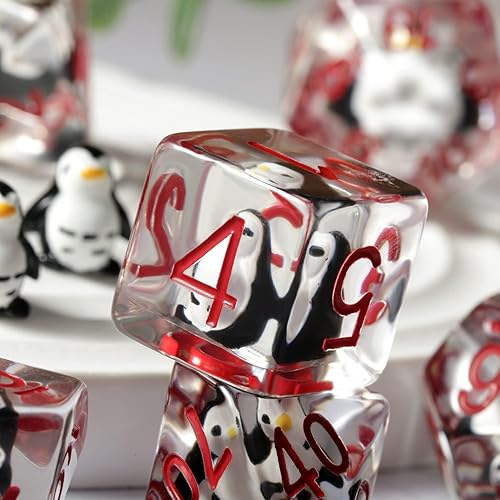 Miniatura 2 de Juego de dados DND de pingüino, lindos dados de resina con núcleo de animal para Dungeon and Dragons D&D RPG MTG Pathfinder