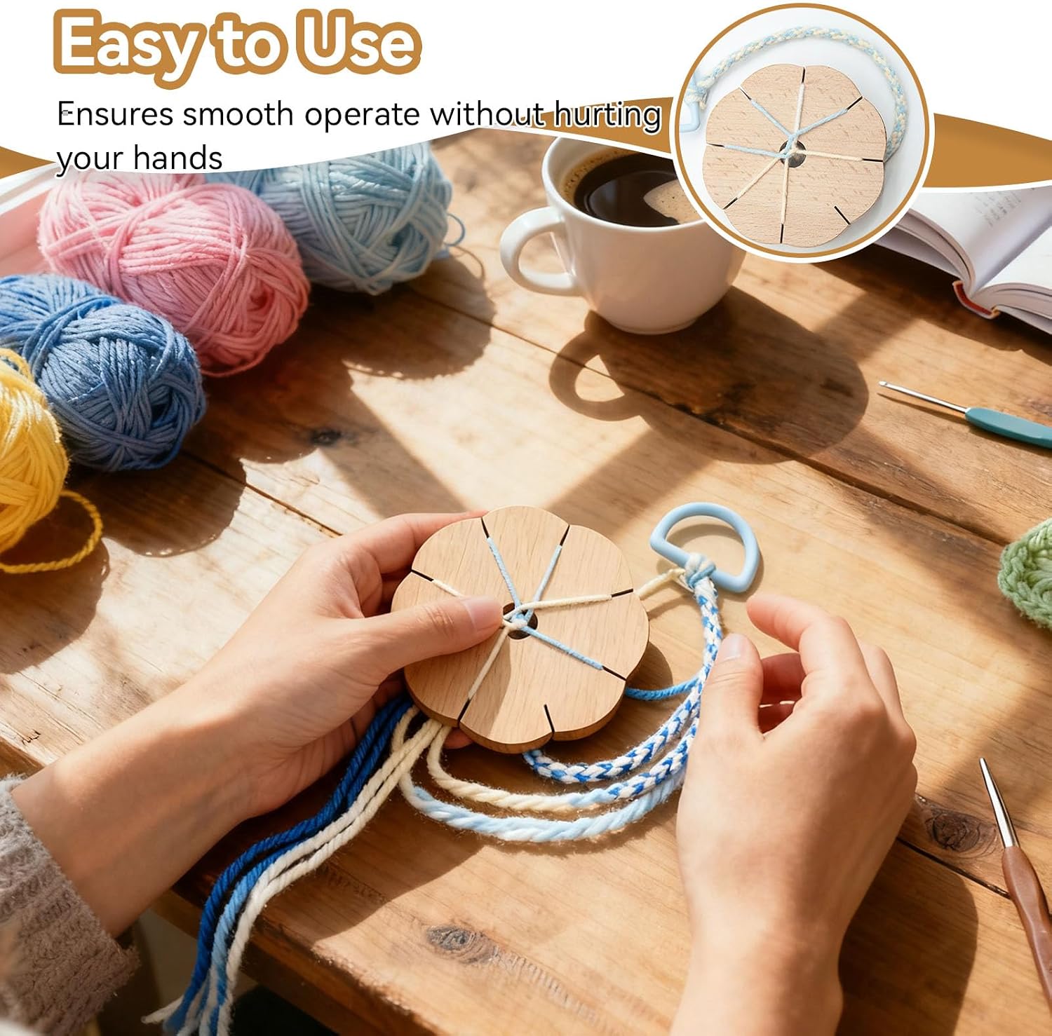 Kumihimo Disk 8 Slots, Wooden Round Kumihimo Disk Wood Braiding Plate Hand Rope Braiding Beading Cord Disc DIY Bracelet Loom Weaving Board