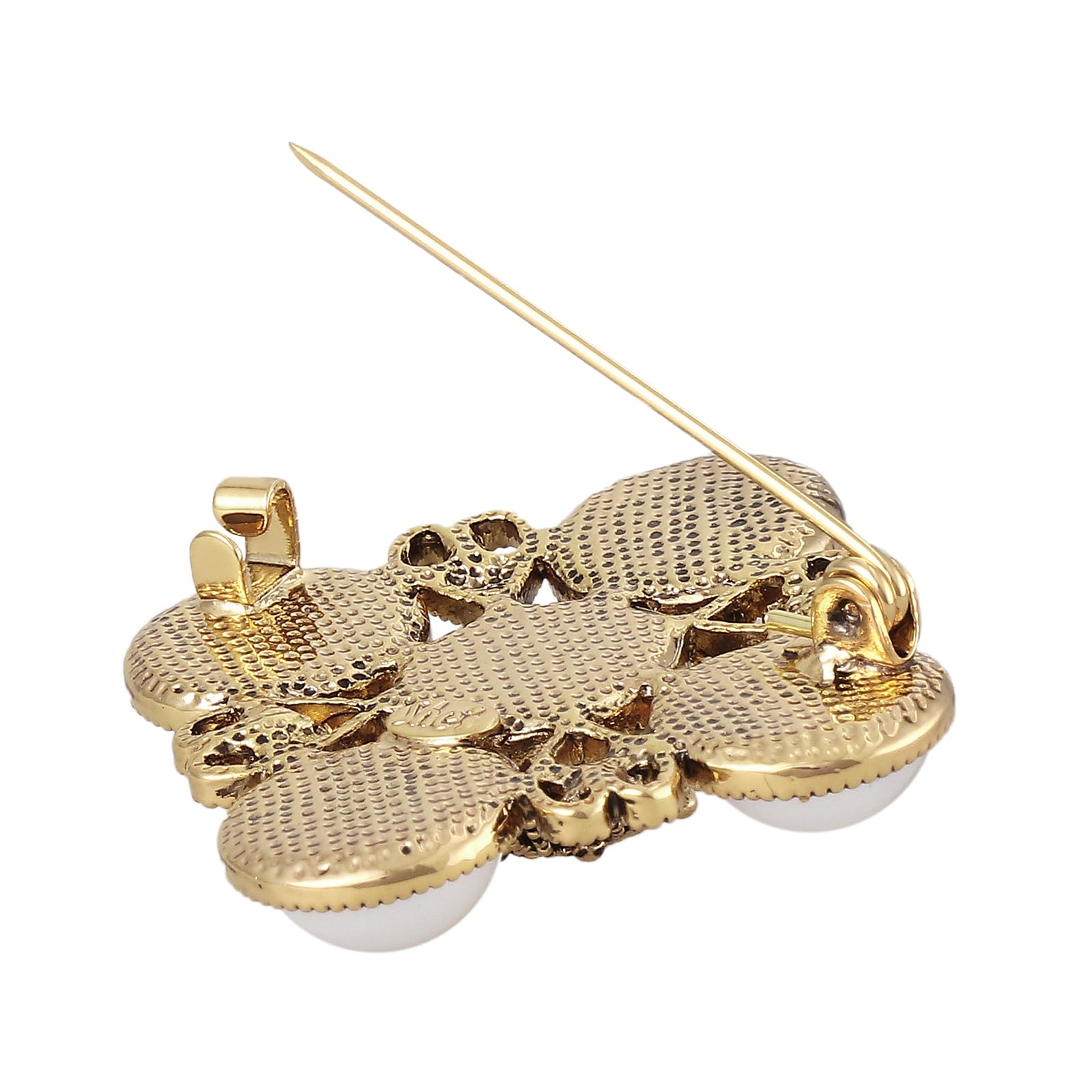 Spilla vintage barocca con perle, SHE'S FREE STYLE JUST FOR YOU [Dream Love] Squisita spilla in lega con perle accessorio per donne, spilla da donna in metallo retrò chic, con processo di placcatura
