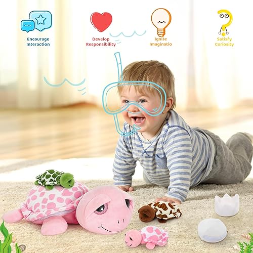 Vista 71 de MorisMos - Animales de peluche de lagarto, mamá camaleón gigante de 27 pulgadas con 4 lagartos bebés, juguetes para niños y niñas, mamá iguana