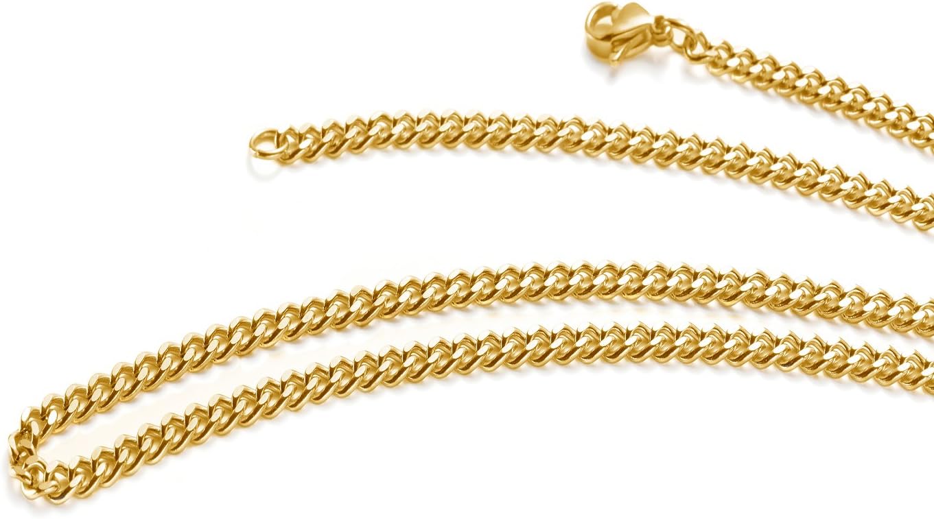 TRUSUPER 3.5mm Stainless Steel Mens Womens Curb Chain Necklace
