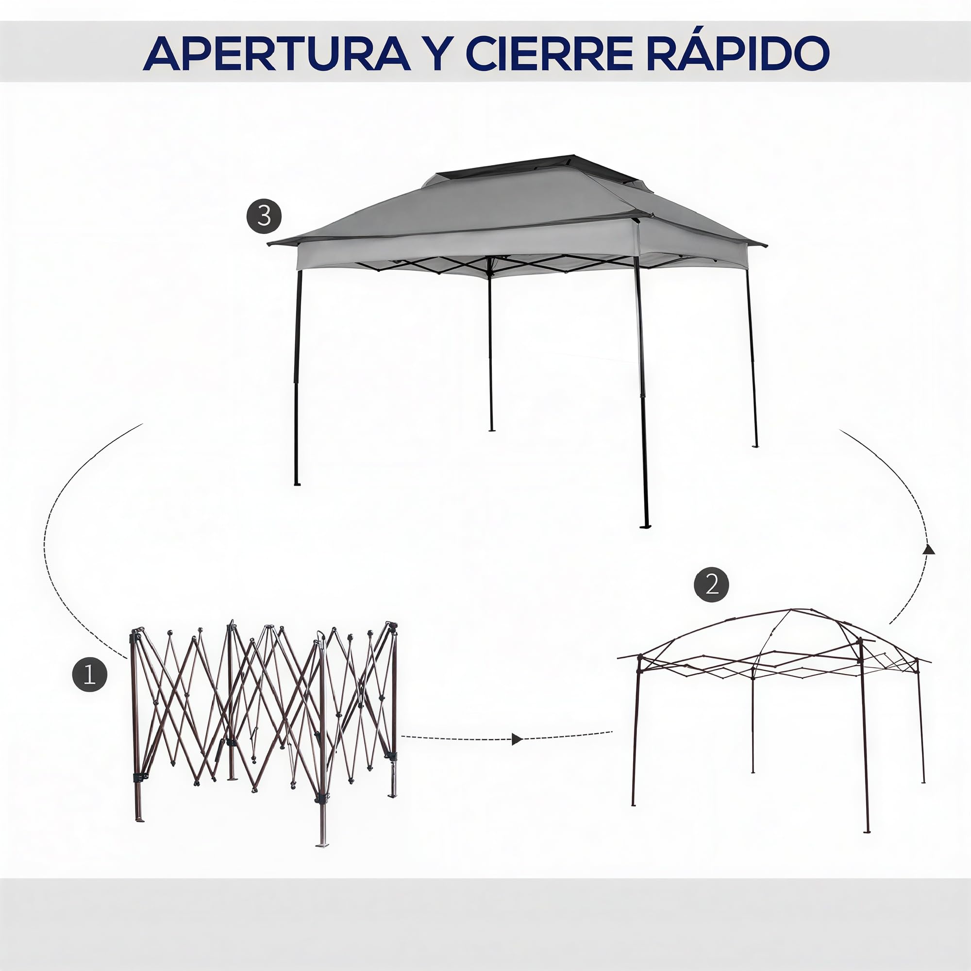 Outsunny Carpa Plegable Gazebo 3,3x3,3 m con 4 Paredes Laterales Gris Claro | Cenador Plegable, Malla Anti-UV, Bolsa de Transporte, para Camping Fiestas