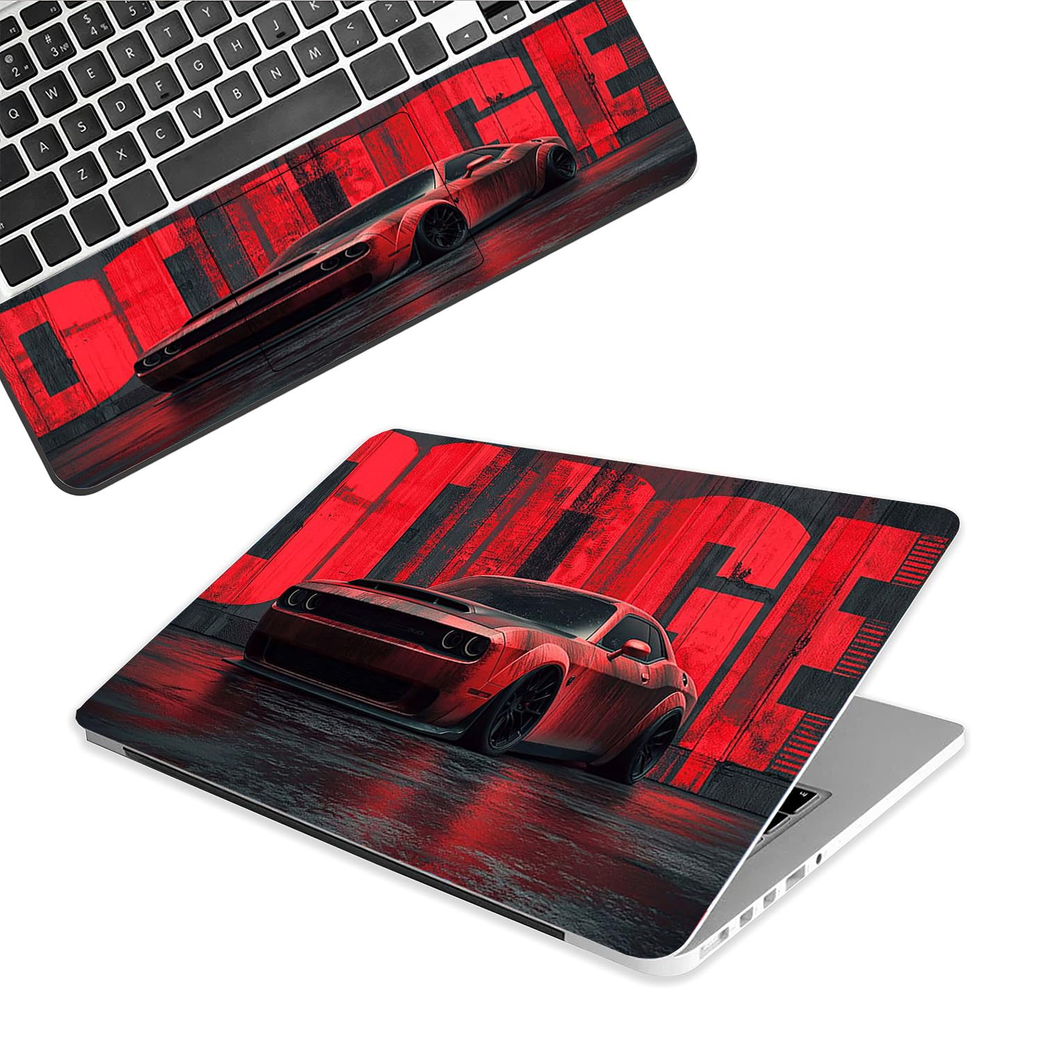Demon Muscle Car Laptop Skin | Red Black Racing Car Design Vinyl Sticker for 14 Inch Laptops | Waterproof, Scratch Resistant Full Body Decal for HP Dell Lenovo Acer-image-7