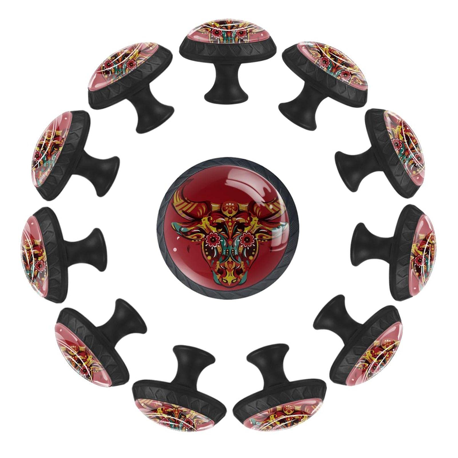Boutons de tiroir taureau lot de 12 poignées de meuble chinoises 35mm commode chambre salle de jeux