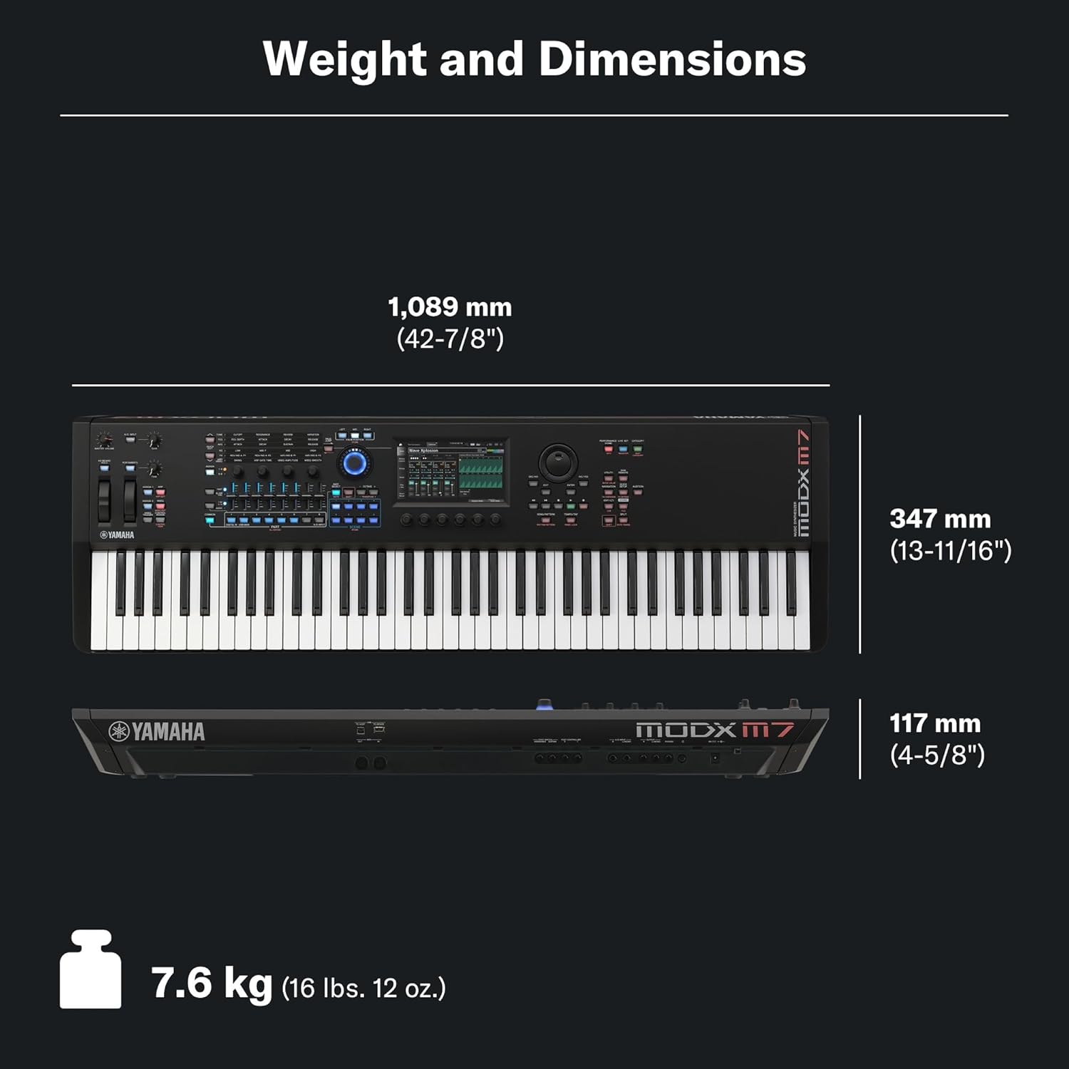 Yamaha MODX M7 dimensions and weight
