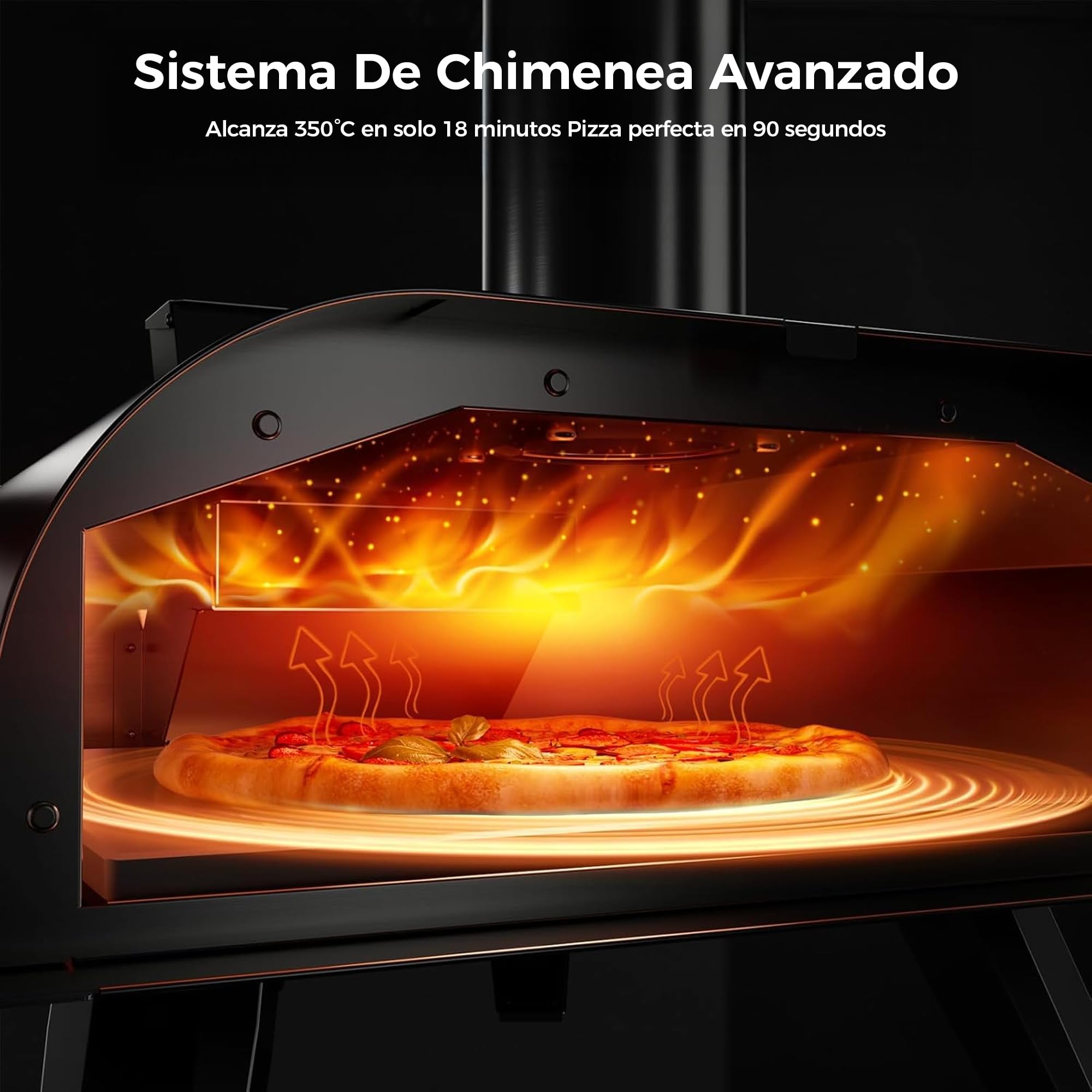 BIG HORN OUTDOORS Horno de Pizza a Pellets de Madera para Exteriores, 12 Pulgadas con Piedra de Horneado, Portátil para Patio, Camping y Fiestas, Negro