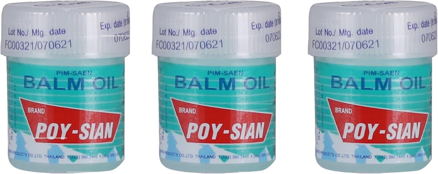 POY-SIAN Thai Pim-Saen Cotton Nasal Inhaler 8 ml (Pack of 3)