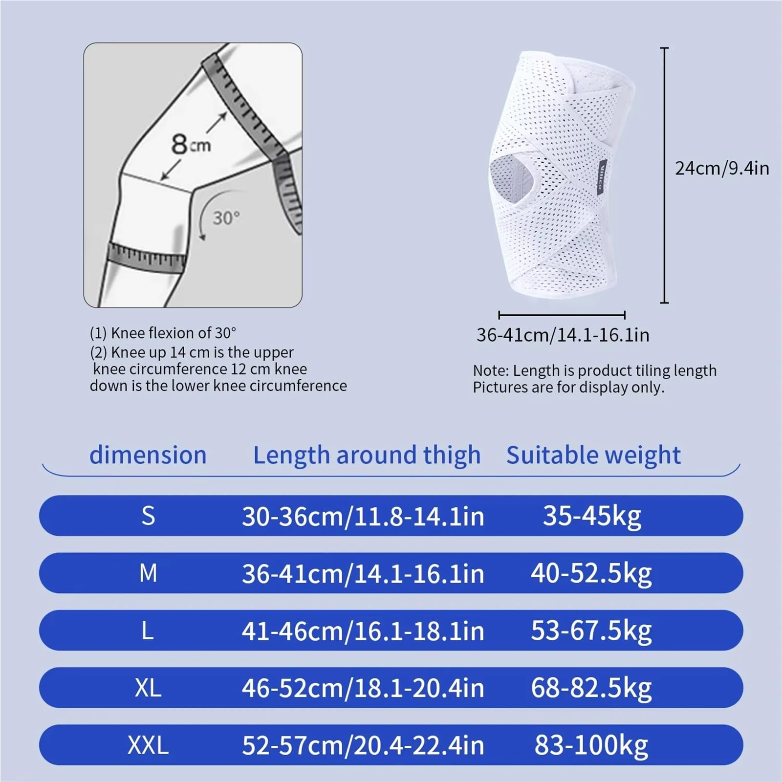 Sport-Knieschoner 1Pc Knieorthese mit seitlichen Stabilisatoren, atmungsaktiv, verstellbar, Lauftraining FüR Sportarten(S)