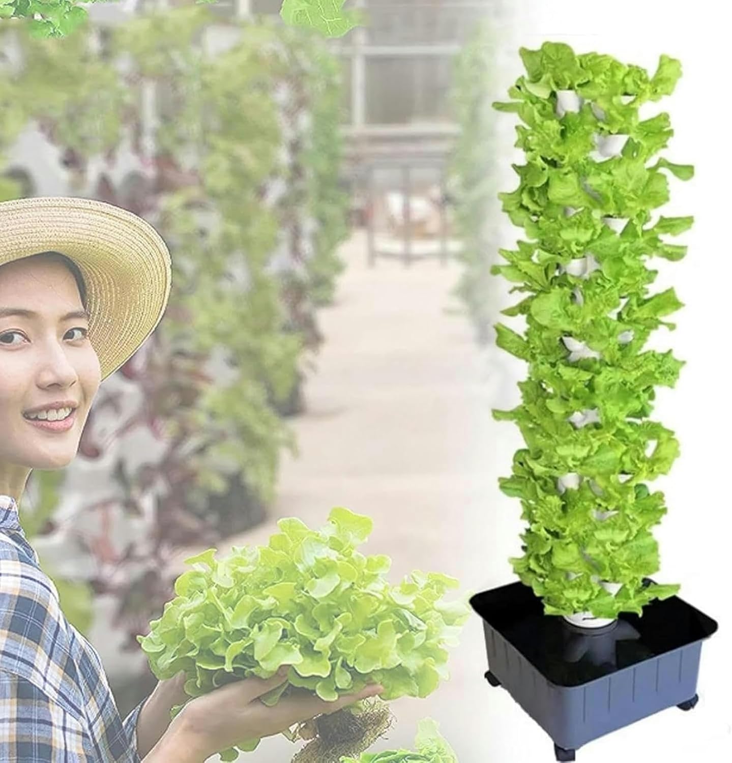 Hydroponic Tower,Hydroponic Growing Sytem Kits,45 Holes Vertical Aeroponic Tower Garden,Gardening Indoor Grow System, for Fresh Garden, Fruits, Plant Tower, Vegetable