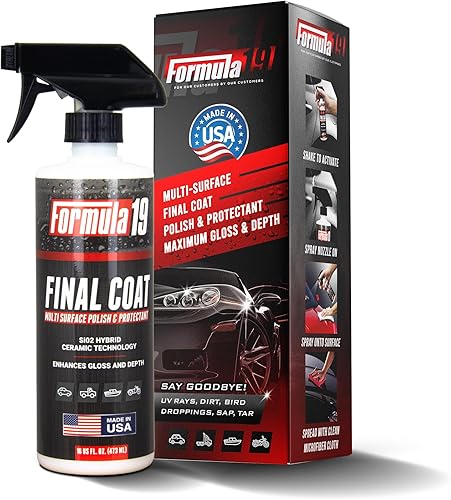 Formula 19 Spray de dióxido de silicio de cerámica  Grado profesional multiusos  Sellador protector y revestimiento de pulido para automóviles,