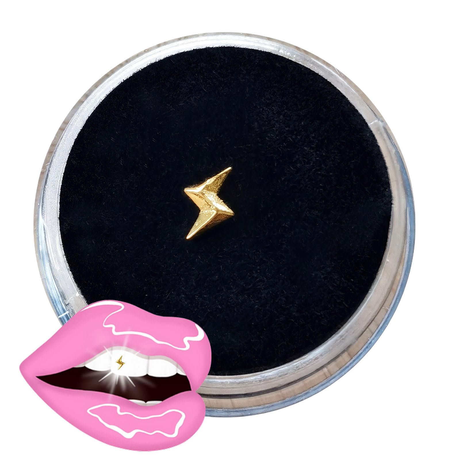 CHAMON Tooth Gems, 8K Solid Gold Lightning Shape Aesthetic Smile Decoration