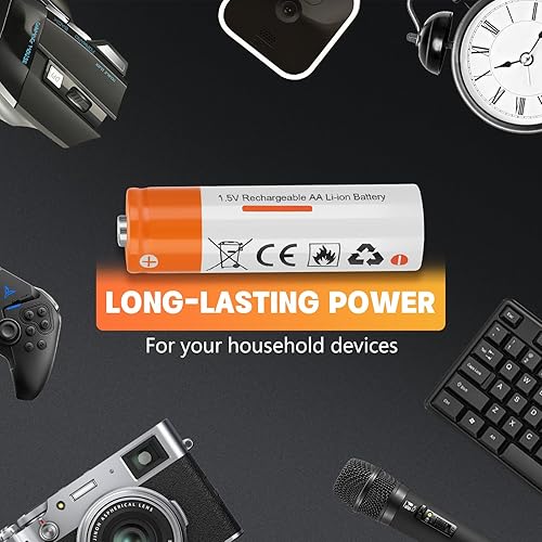 Miniatura 3 de Paquete de 8 baterías de litio recargables de tamaño AA de 1.5 V para cámara Blink, batería doble A de larga duración de 2600 mWh con cargador
