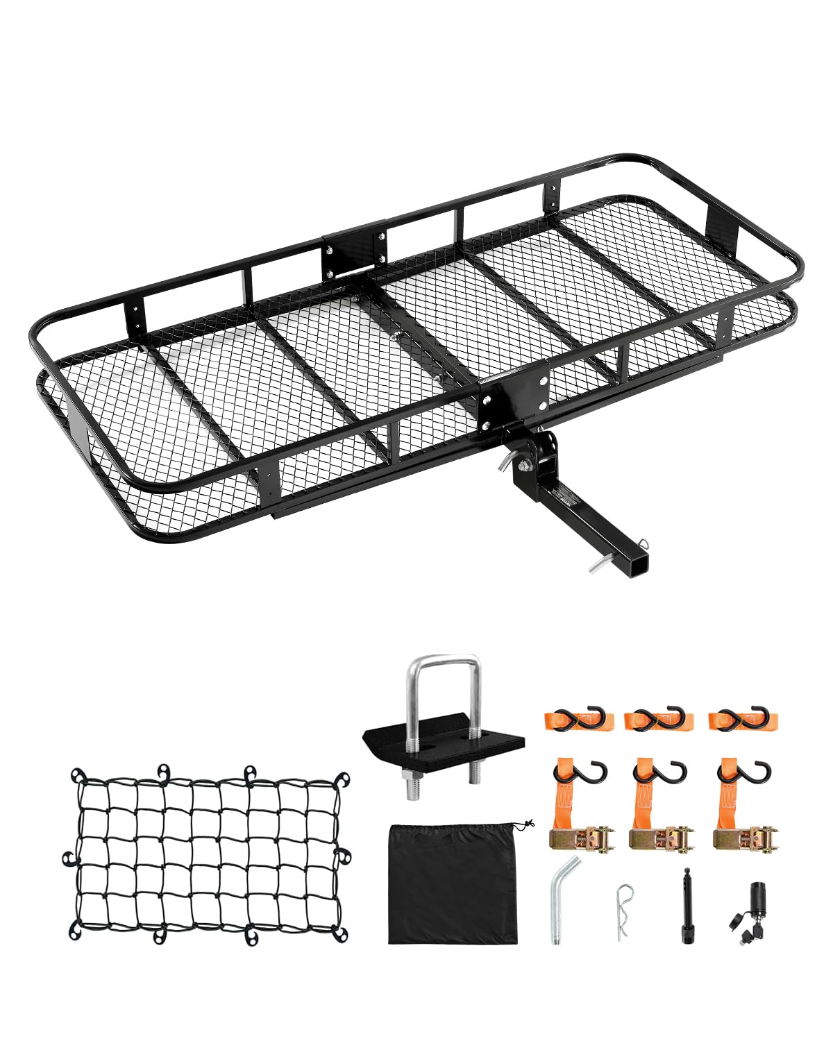 70" x 30" x 6", Hitch Cargo Carrier, 500 lbs Capacity with Nighttime Reflective Reminder, Folding Hitch Mount Cargo Carrier Basket with Hitch Lock for 2" Receiver, Fit for SUVs