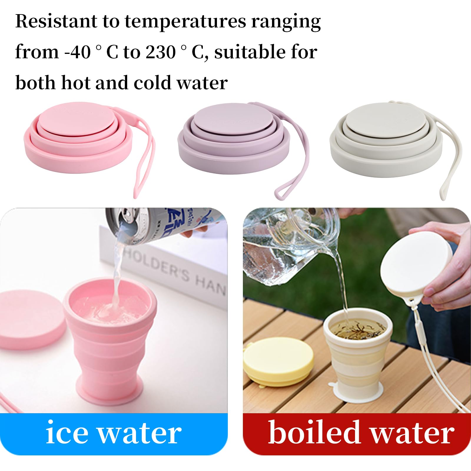 3 Pezzi Coppa di Viaggio Tazze di Silicone Pieghevole 180ml Tazza Caffe Tazza d'Acqua Pieghevole Riutilizzabile con Coperchio di Sigillatura per Outdoor, Campeggio, Escursionismo
