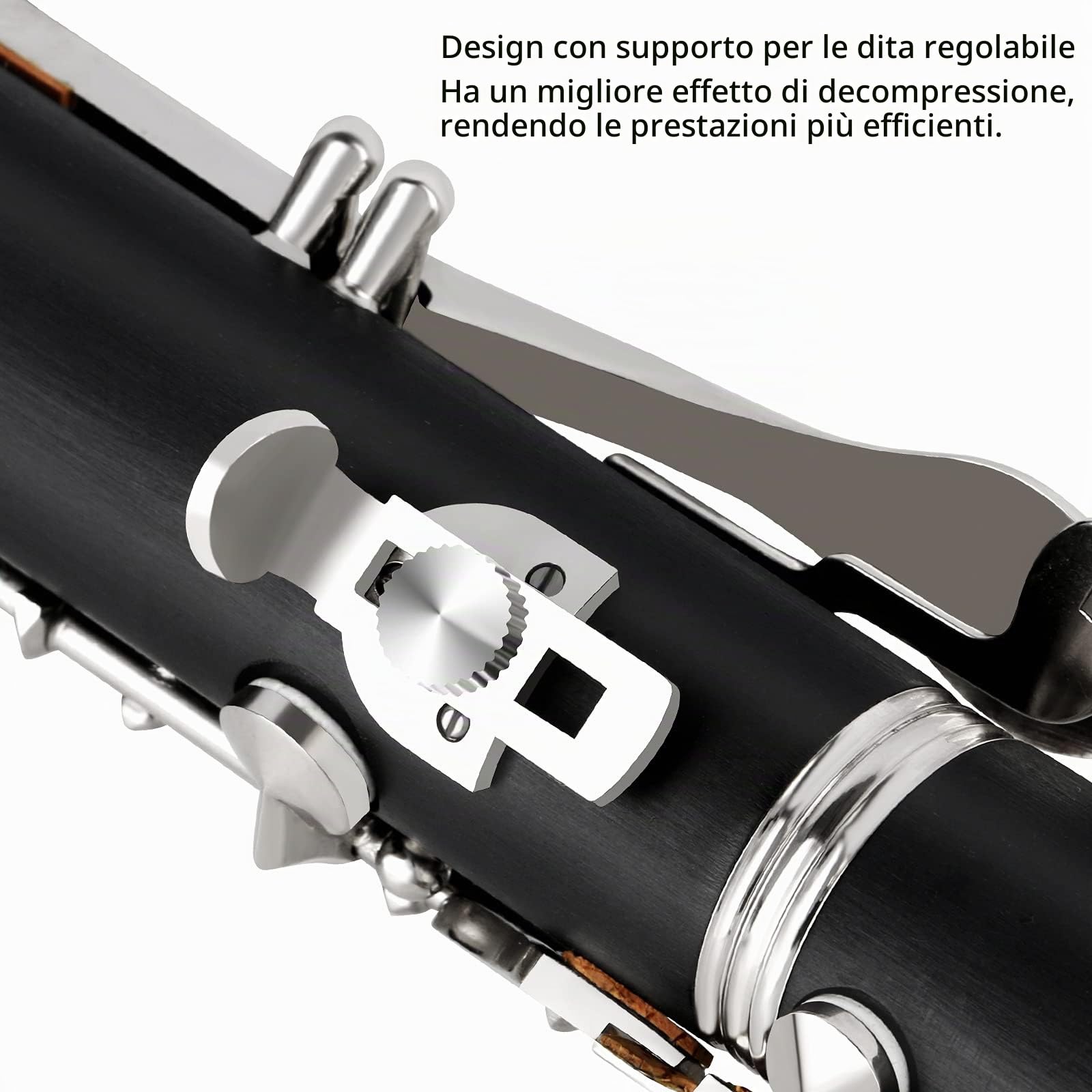 B Clarinetto piatto per principianti, clarinetto in Sib 17 chiavi nichelate, Clarinetto ABS con 2 barili, supporto per 8 bocchini, kit di pulizia per clarinetto (nero)