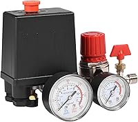 Vista 9 de Válvula de control del interruptor de presión del compresor de aire, regulador de 95-125 PSI con medidores, estructura de pistón para reducción