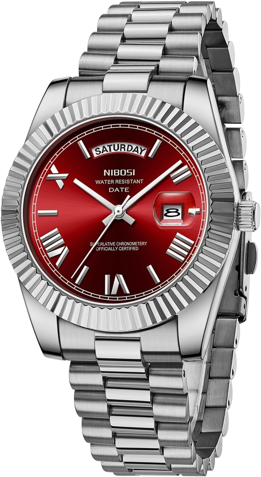 Men Watches Analog Quartz Stainless Steel Rose Gold Silver Watches for Men Waterproof Business Classic Desiger Wrist Watch with Day Date