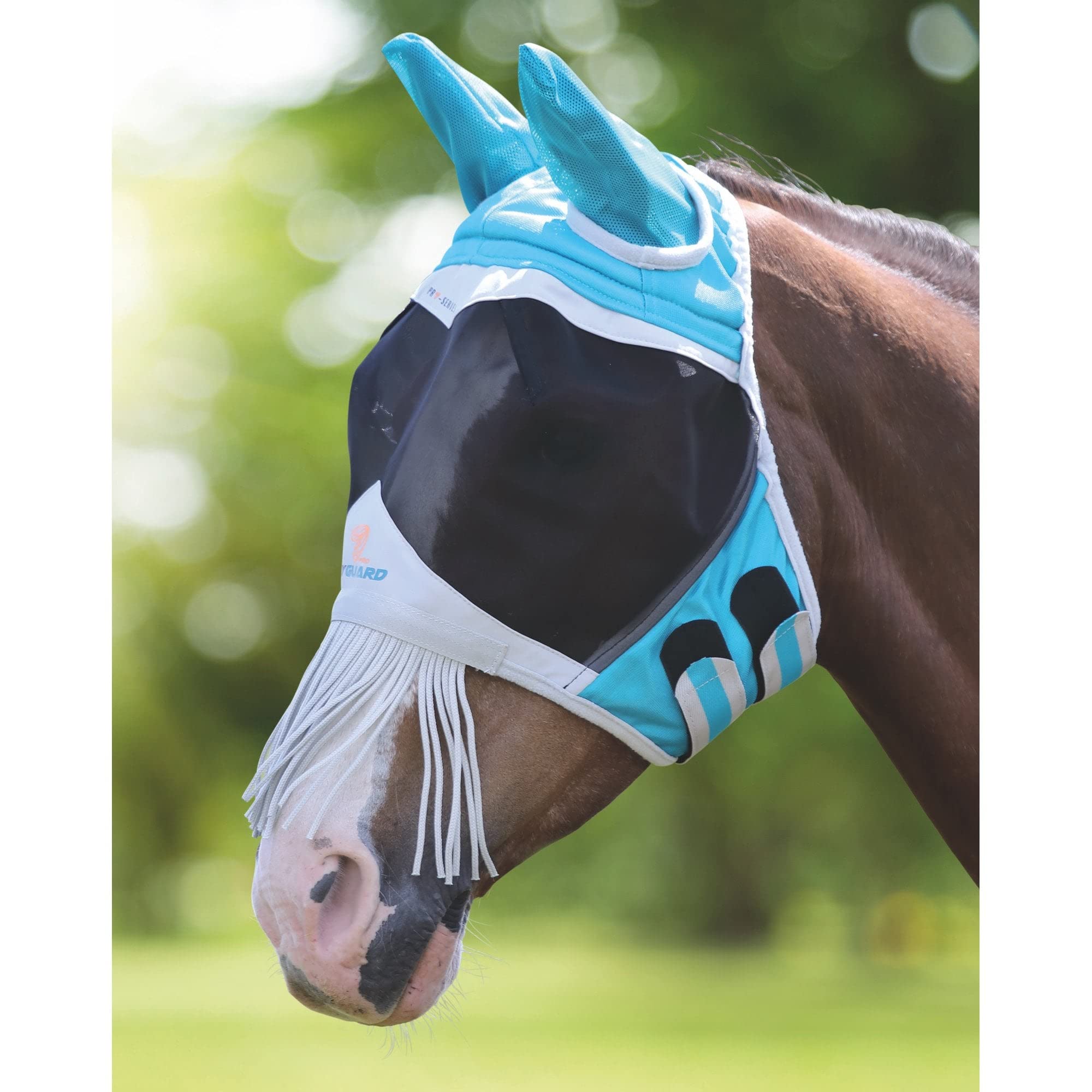 FINE MESH Fly MASK with Nose Fringe (Small Pony, Teal)