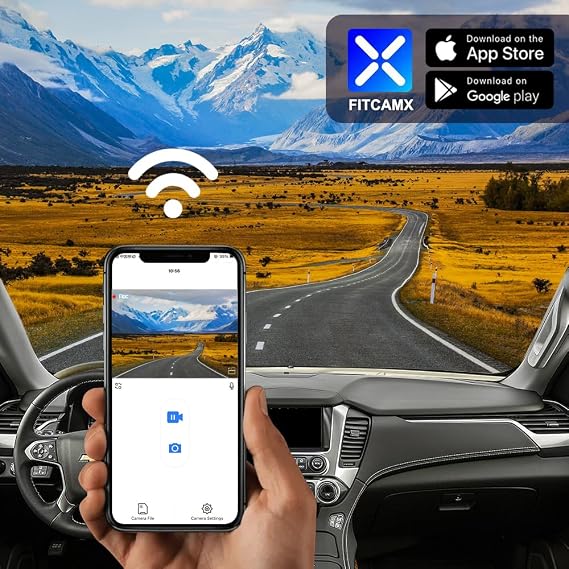 Fitcamx 4K Dash Cam Suitable for Chevy Suburban & Tahoe 2015-2020 (with Auto-Dimming), Integrated OEM Look, 2160P UHD Video, Built-in WiFi, Loop Recording, G-Sensor, Easy to Install, 64GB Card