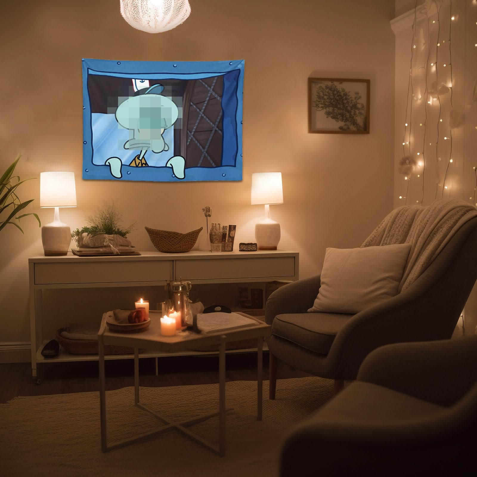Tapisserie Murale Dessin Animé 101x71 Cm - Décoration Chambre, Dortoir - Tissu Polyester, Imprimé HD - Avec Crochets